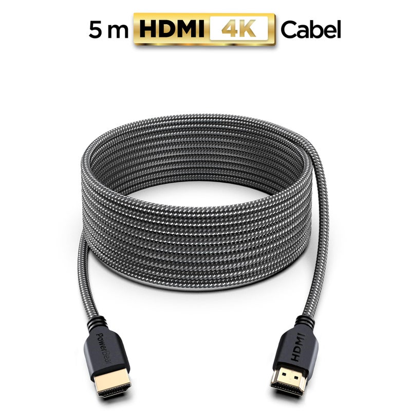 PowerBear 4K HDMI Cable 15 ft | Long Hdmi Cable, Braided Nylon & Gold Connectors, 4K @ 60Hz, Ultra HD, 2K, 1080P, ARC & CL3 Rated | for Laptop, Monitor, PS5, PS4, Xbox One, Fire TV, & More - Image 2